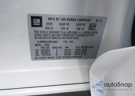 2022 Buick Encore Gx Fwd Select z USA, uszkodzony, nr VIN KL4MMDSL5NB133007